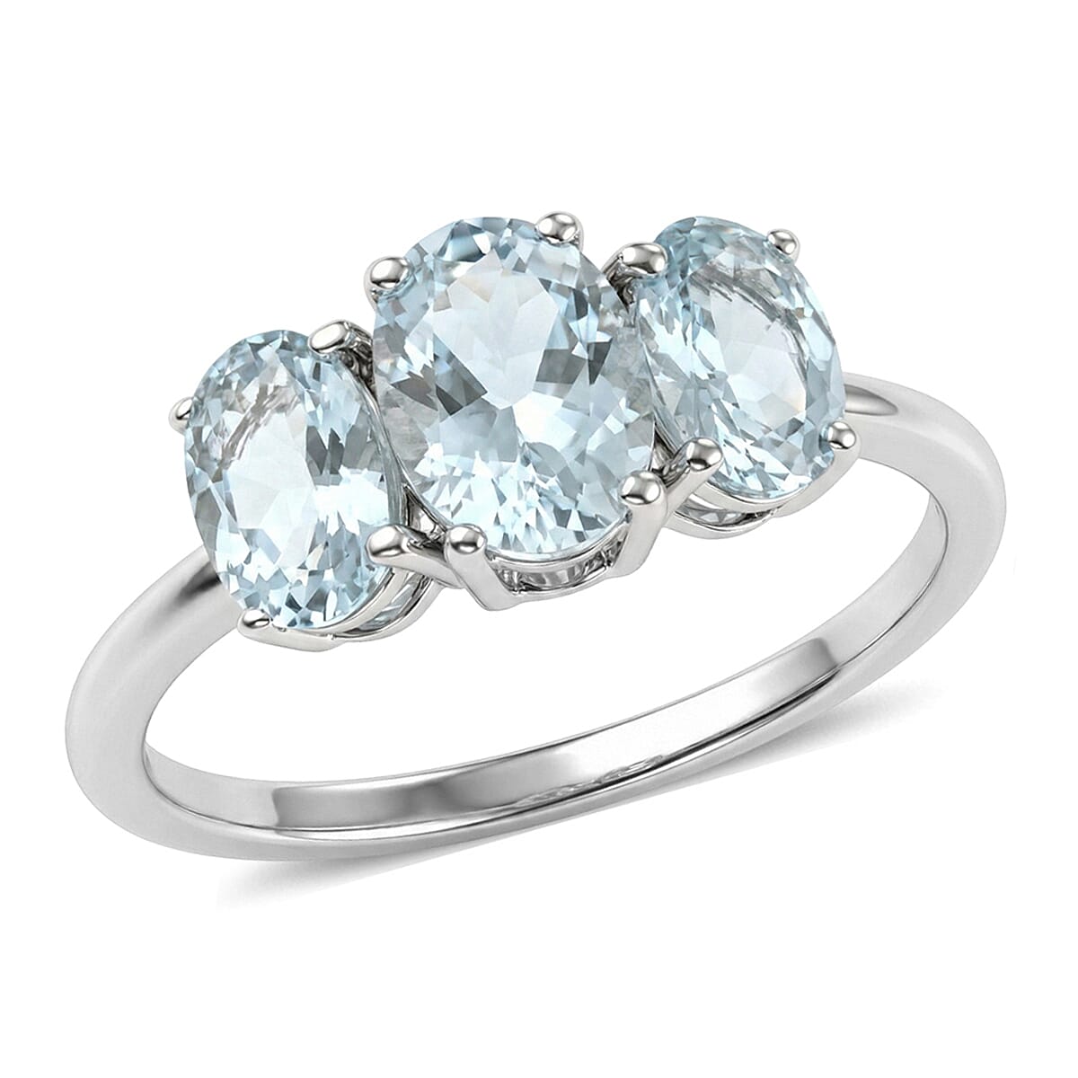 D'Joy Premium Mangoro Aquamarine and White Zircon 3.80 ctw Ring (Size 9.0) and Pendant Necklace (20 Inches) in Rhodium Over Sterling Silver(Del. In 10-12 Days) image number 3