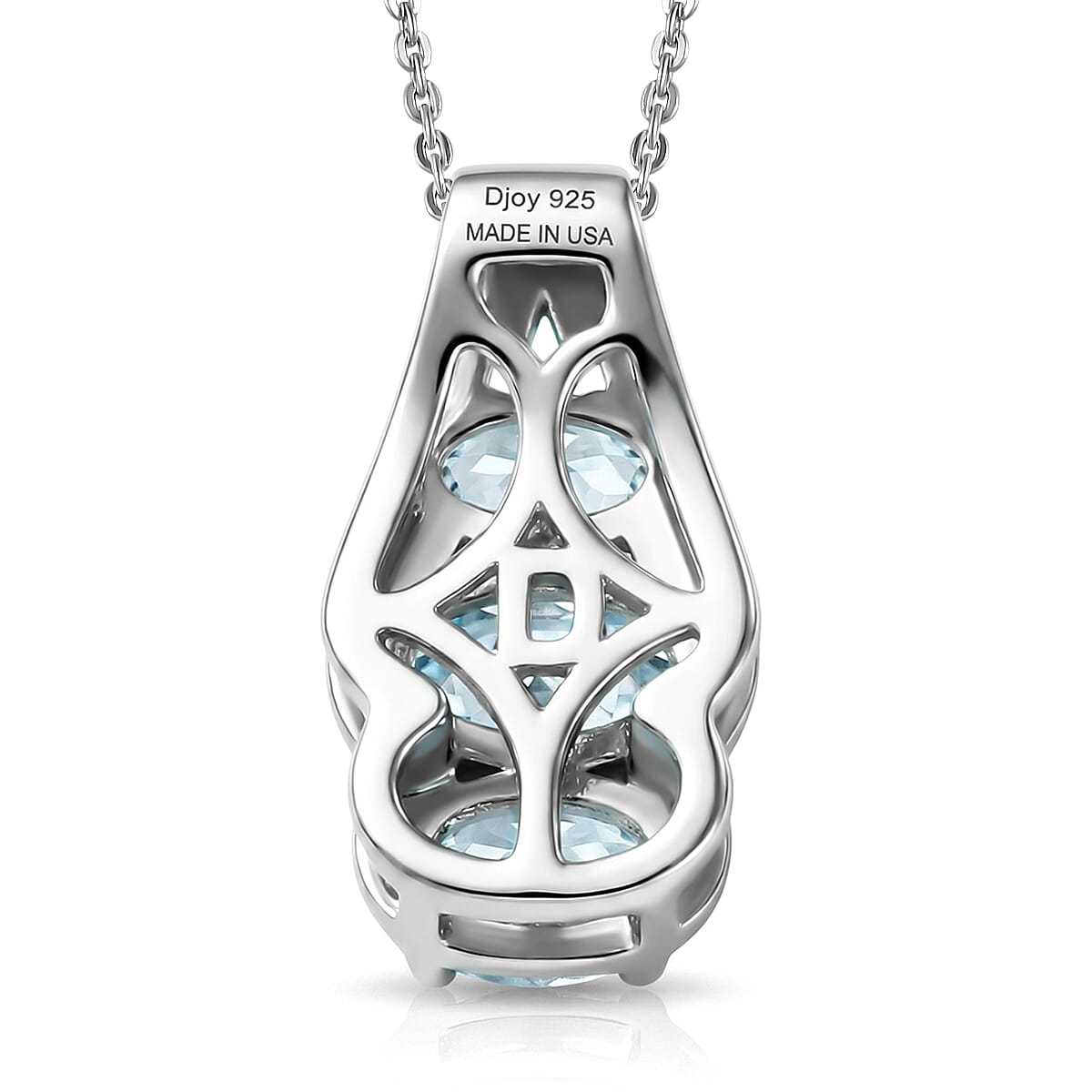 D'Joy Premium Mangoro Aquamarine and White Zircon 3.80 ctw Ring (Size 9.0) and Pendant Necklace (20 Inches) in Rhodium Over Sterling Silver(Del. In 10-12 Days) image number 8