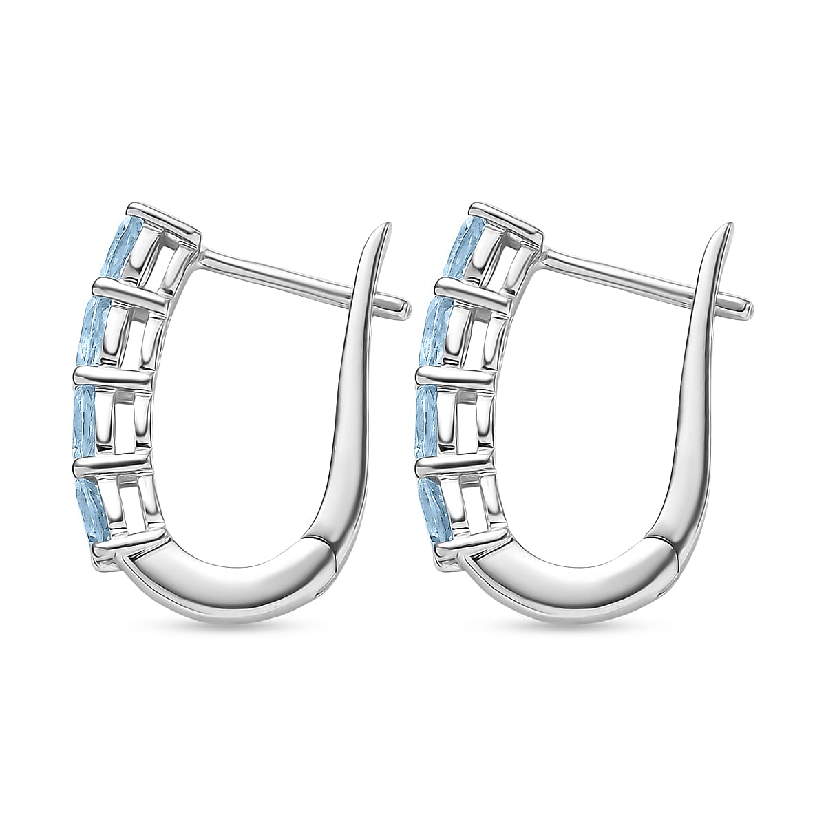 D'Joy Premium Mangoro Aquamarine and White Zircon 2.40 ctw Ring (Size 9.0) and Earrings in Rhodium Over Sterling Silver(Del. In 10-12 Days) image number 7