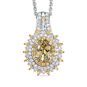 D'Joy Premium Yellow Tanzanite and Multi Gemstone 1.50 ctw Floral Bloom Pendant Necklace in Rhodium Over Sterling Silver 20 Inches 