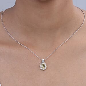 D'Joy Premium Yellow Tanzanite and Multi Gemstone 1.50 ctw Floral Bloom Pendant Necklace in Rhodium Over Sterling Silver 20 Inches 