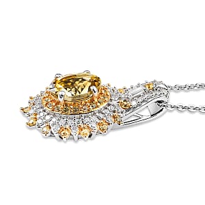 D'Joy Premium Yellow Tanzanite and Multi Gemstone 1.50 ctw Floral Bloom Pendant Necklace in Rhodium Over Sterling Silver 20 Inches 