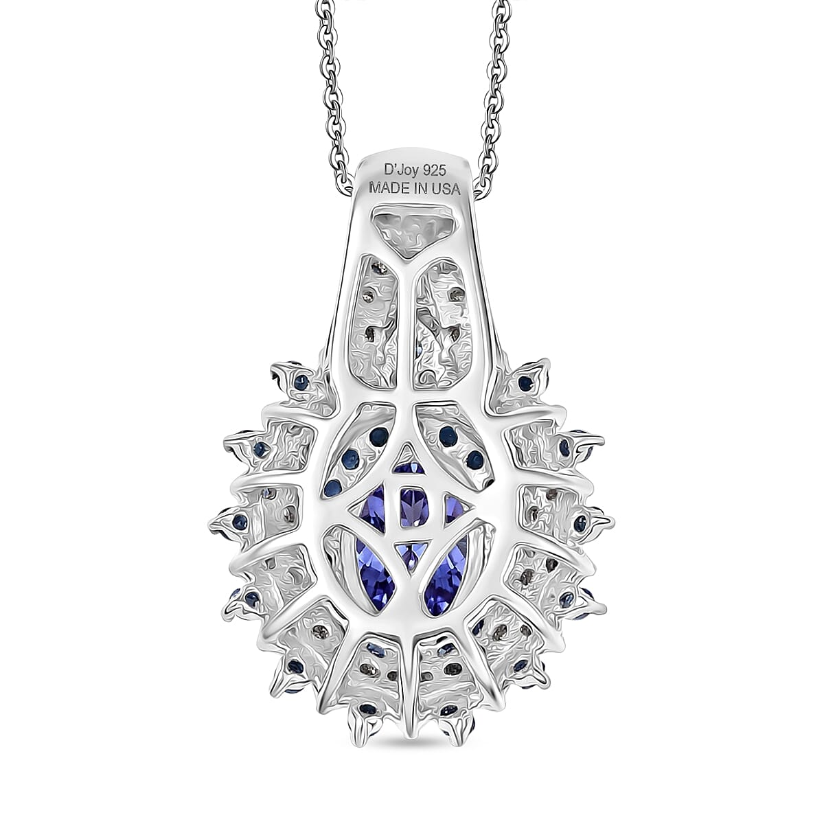 D'Joy Premium Peacock Tanzanite and Multi Gemstone 1.90 ctw Floral Bloom Pendant Necklace in Rhodium Over Sterling Silver 20 Inches  image number 4
