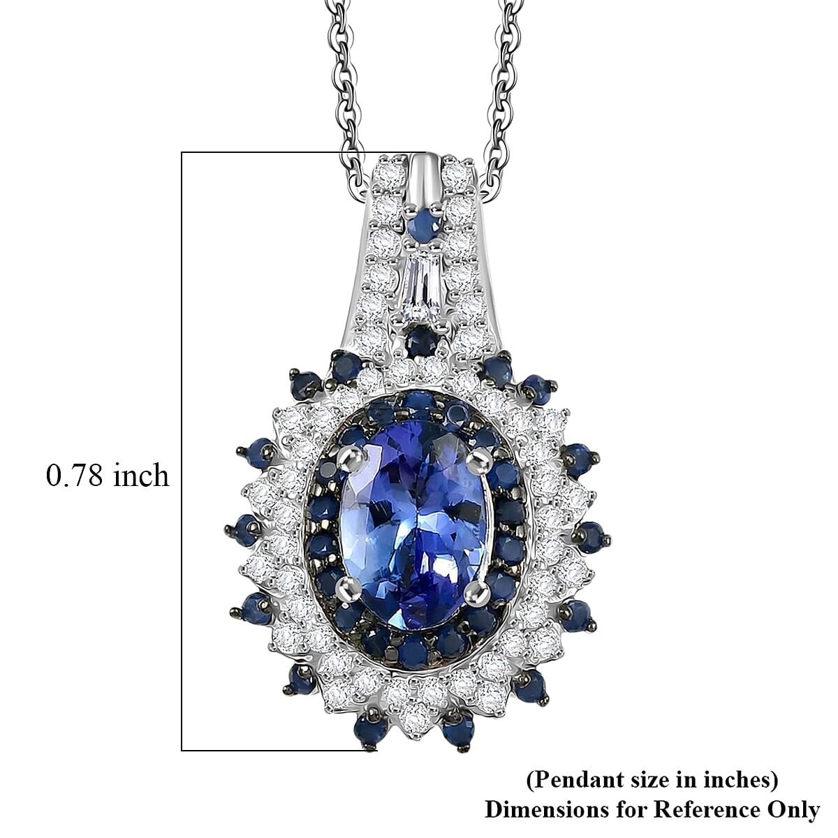 D'Joy Premium Peacock Tanzanite and Multi Gemstone 1.90 ctw Floral Bloom Pendant Necklace in Rhodium Over Sterling Silver 20 Inches  image number 5
