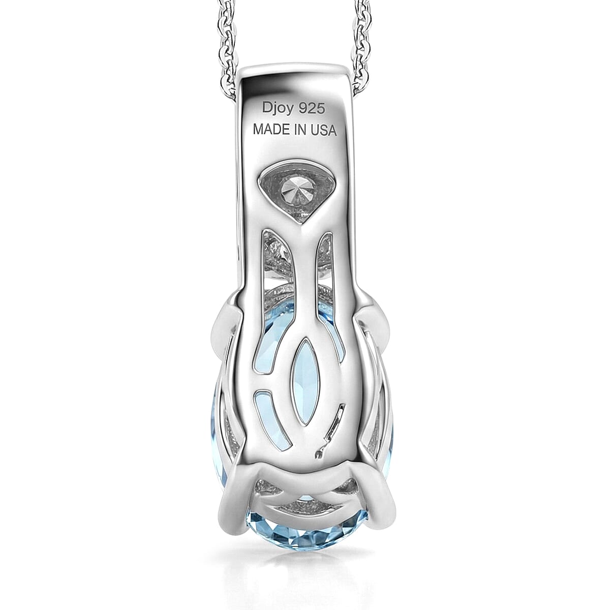 D'Joy Premium Mangoro Aquamarine and White Zircon 1.70 ctw Ring (Size 7.0) and Pendant Necklace (20 Inches) in Rhodium Over Sterling Silver(Del. In 10-12 Days) image number 8