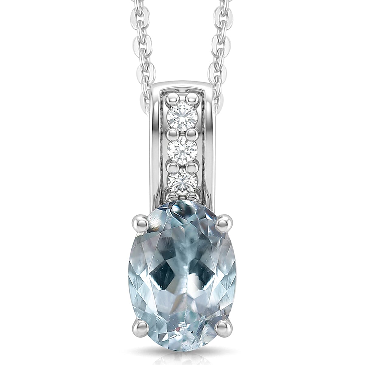 D'Joy Premium Mangoro Aquamarine and White Zircon 1.70 ctw Ring (Size 9.0) and Pendant Necklace (20 Inches) in Rhodium Over Sterling Silver(Del. In 10-12 Days) image number 6