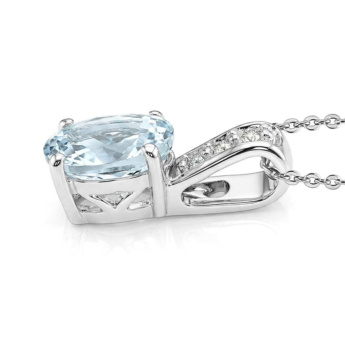 D'Joy Premium Mangoro Aquamarine and White Zircon 1.70 ctw Ring (Size 9.0) and Pendant Necklace (20 Inches) in Rhodium Over Sterling Silver(Del. In 10-12 Days) image number 7