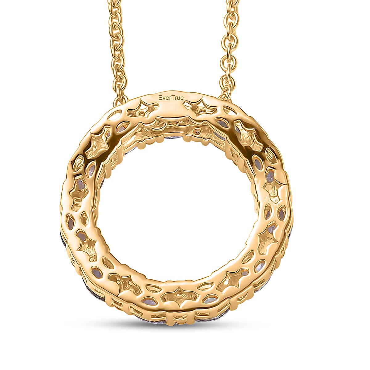 EverTrue Tanzanite and White Zircon 2.15 ctw Forever Circle Pendant in 18K YG Plated with ION Plated YG Stainless Steel Necklace (20 Inches) image number 4