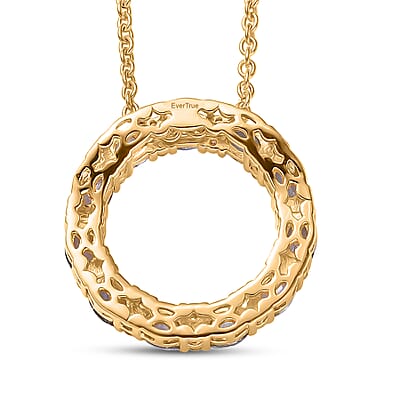 EverTrue Tanzanite and White Zircon 2.15 ctw Forever Circle Pendant in 18K YG Plated with ION Plated YG Stainless Steel Necklace (20 Inches)