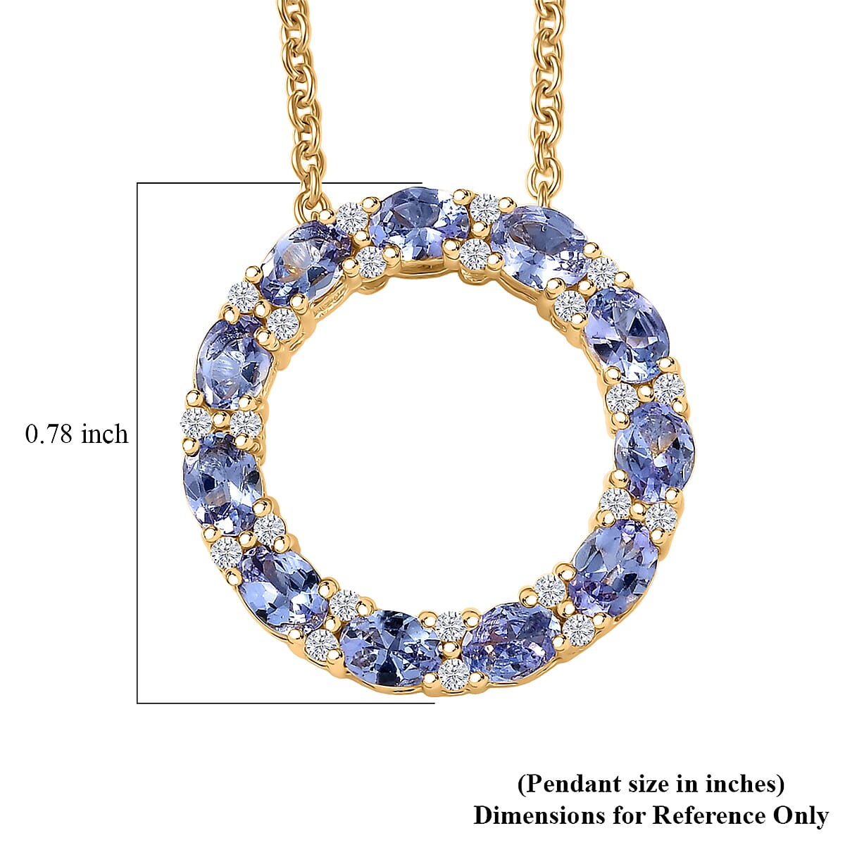 EverTrue Tanzanite and White Zircon 2.15 ctw Forever Circle Pendant in 18K YG Plated with ION Plated YG Stainless Steel Necklace (20 Inches) image number 6