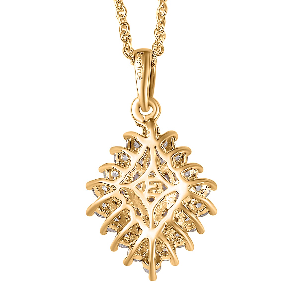 EverTrue Tanzanite and White Zircon 1.70 ctw Blue Flame Pendant in 18K YG Plated with ION Plated YG Stainless Steel Necklace 20 Inches (Del. In 8-10 Days) image number 4