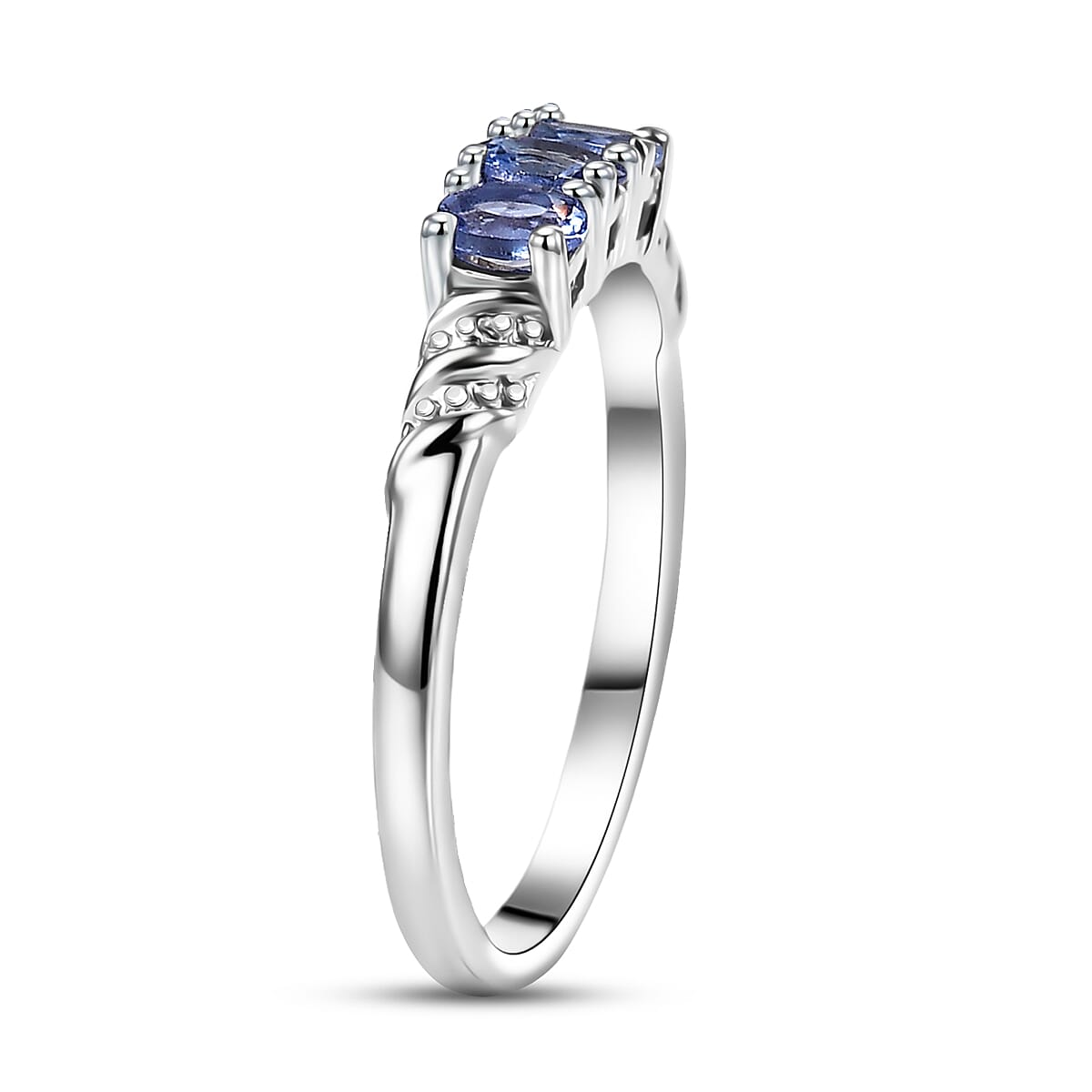 EverTrue Tanzanite Trilogy Ring (Size 5.0) and Pendant without Chain in Platinum Bond 1.10 ctw (Del. In 8-10 Days) image number 3