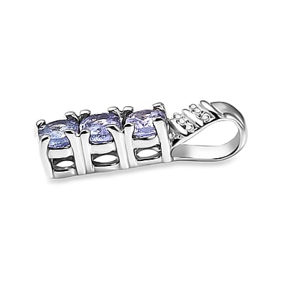 EverTrue Tanzanite Trilogy Ring (Size 6.0) and Pendant without Chain in Platinum Bond 1.10 ctw