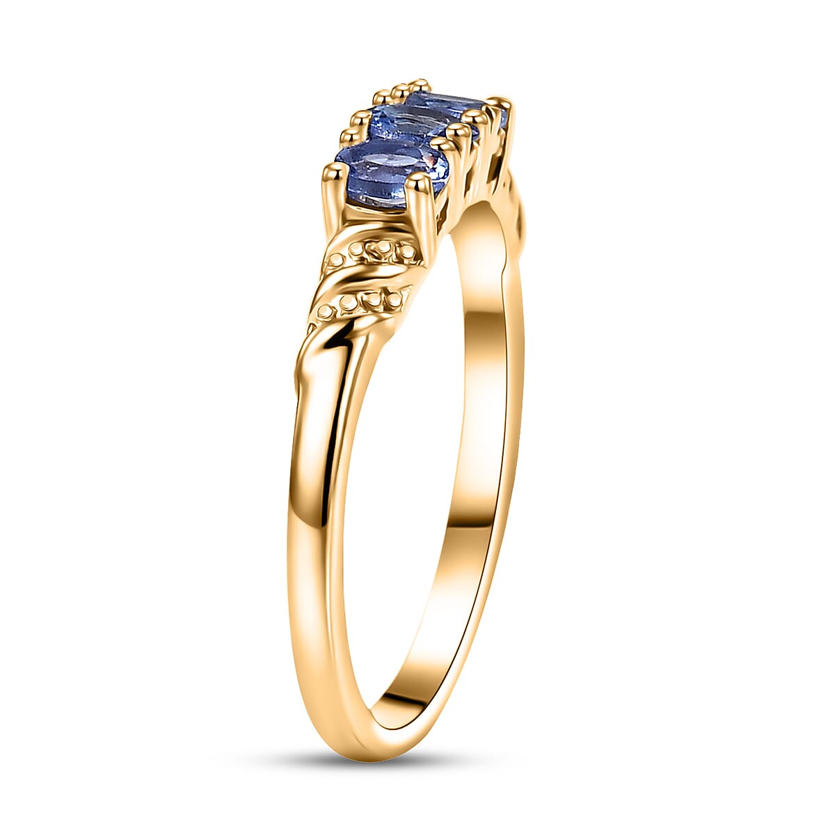 EverTrue Tanzanite Trilogy Ring (Size 6.0) and Pendant without Chain in 18K YG Plated 1.10 ctw (Del. In 8-10 Days) image number 3