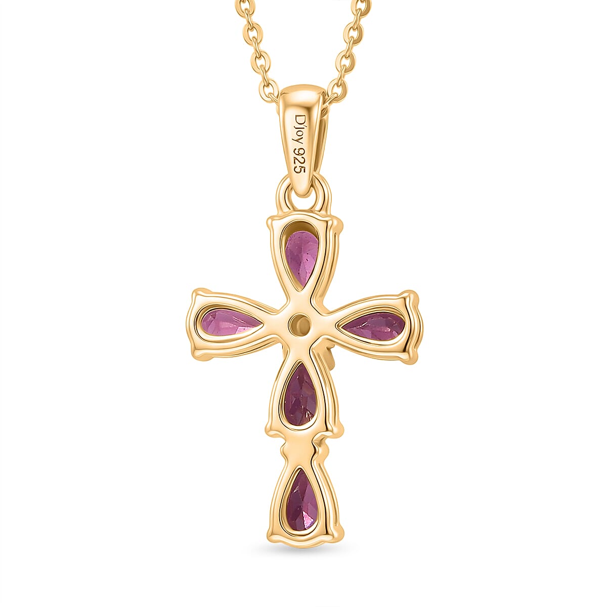 D'Joy Premium Radiant Ember Garnet and Lab Grown Diamond I1 1.60 ctw Pendant Necklace in 18K Vermeil Yellow Gold Over Sterling Silver 20 Inches