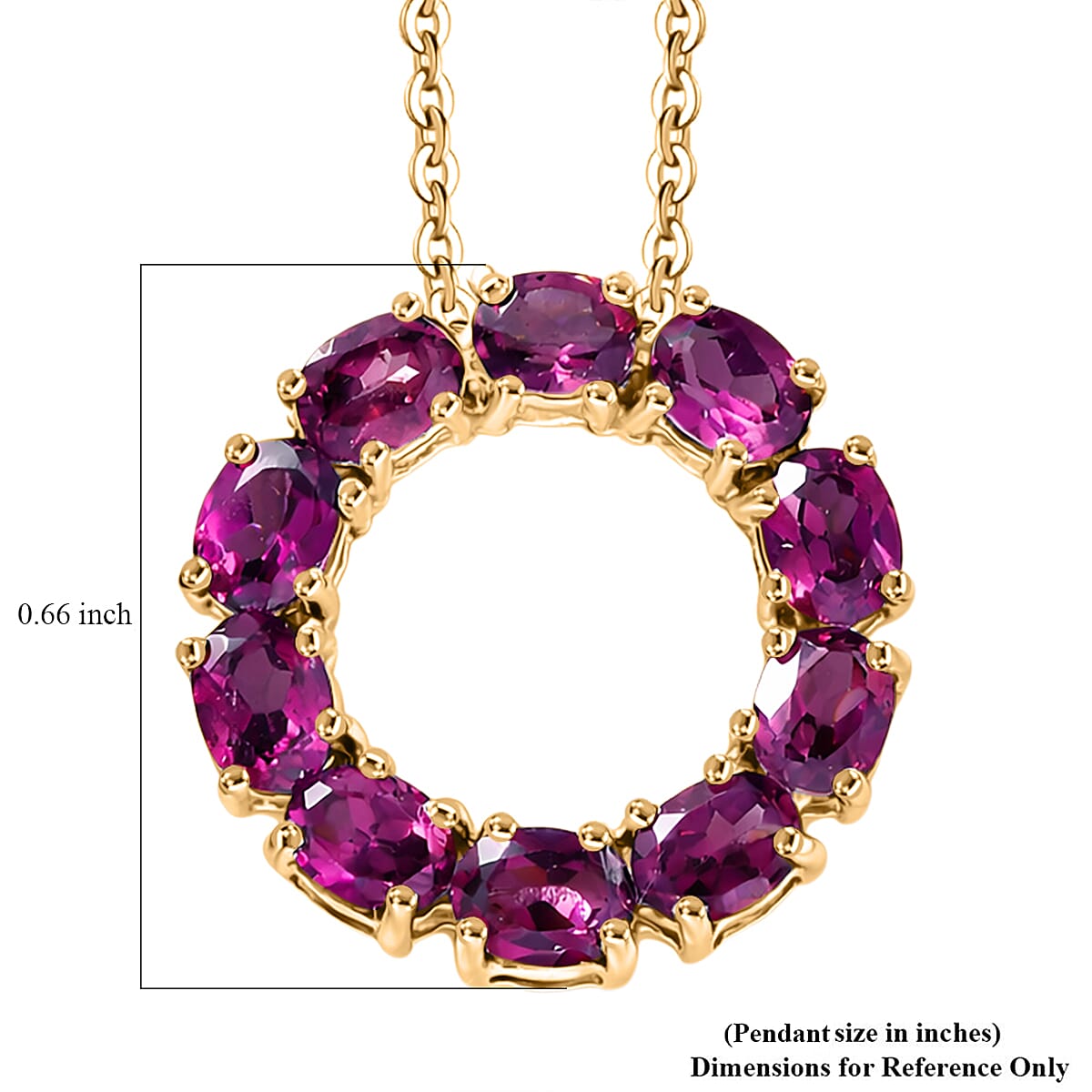 D'Joy Premium Radiant Ember Garnet 2.35 ctw Pendant Necklace in 18K Yellow Gold Over Sterling Silver 20 Inches