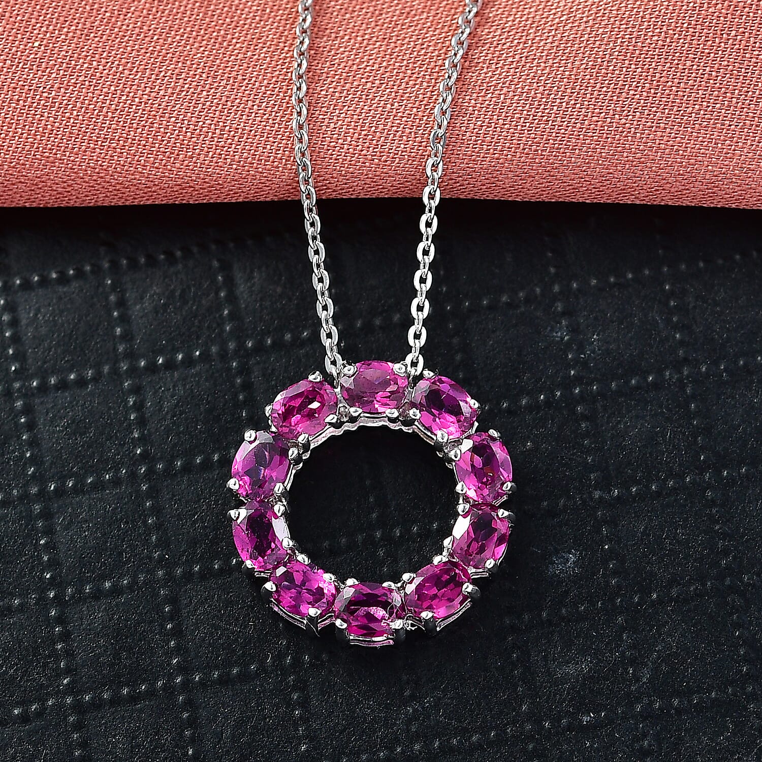 D'Joy Premium Radiant Ember Garnet 2.35 ctw Pendant Necklace in Platinum Over Sterling Silver 20 Inches