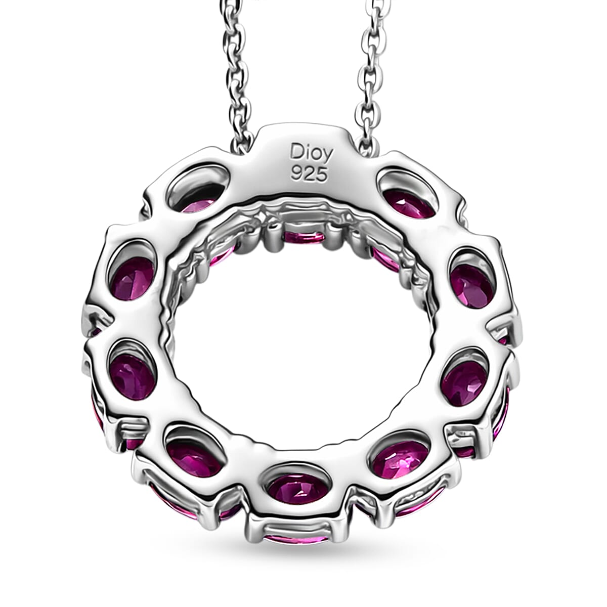 D'Joy Premium Radiant Ember Garnet 2.35 ctw Pendant Necklace in Platinum Over Sterling Silver 20 Inches