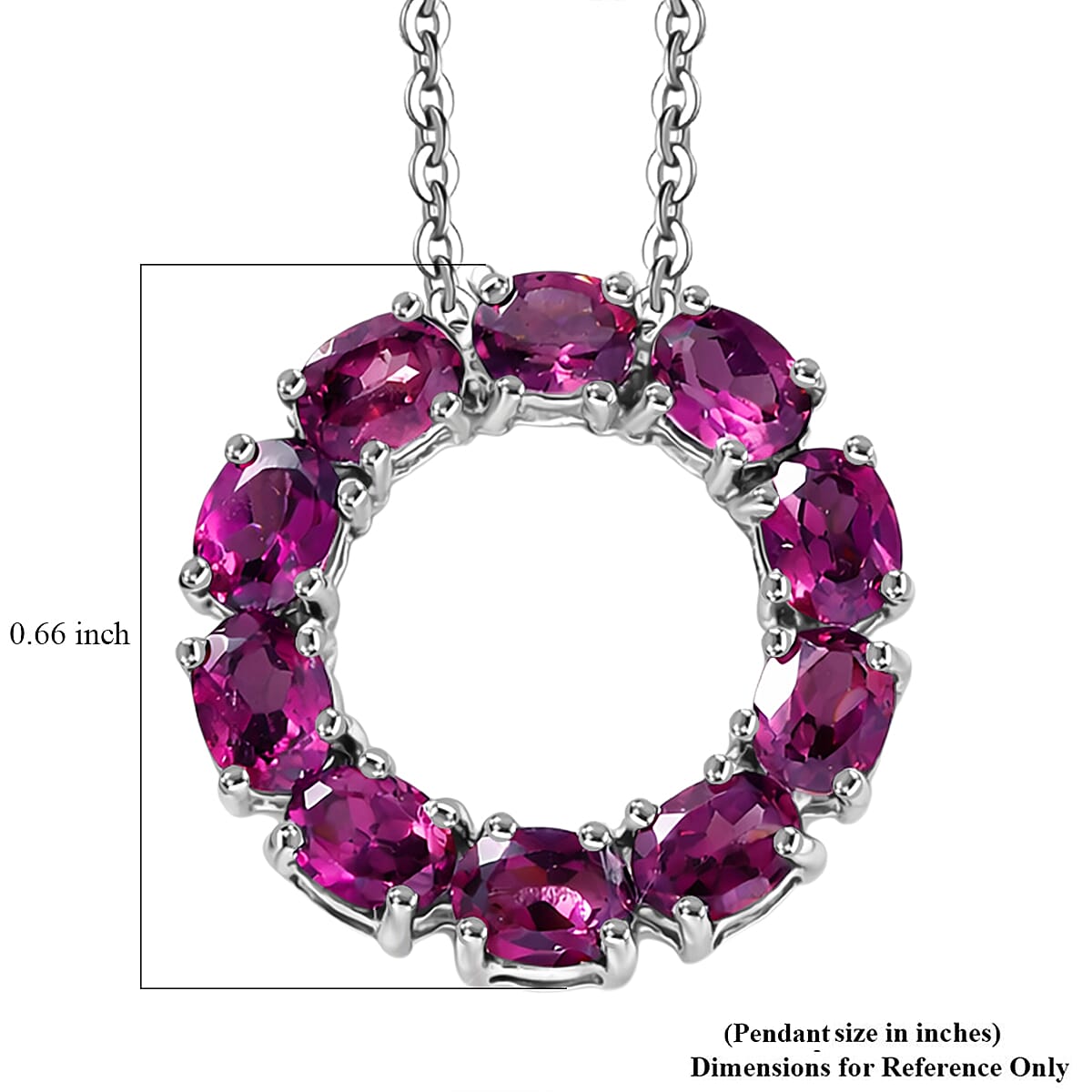 D'Joy Premium Radiant Ember Garnet 2.35 ctw Pendant Necklace in Platinum Over Sterling Silver 20 Inches