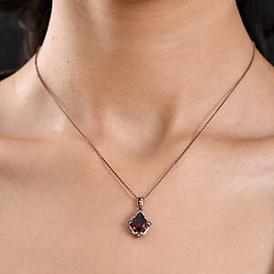 D'Joy Premium Mozambique Garnet and Moissanite 2.15 ctw Pendant Necklace in 18K Vermeil RG Over Sterling Silver 20 Inches 