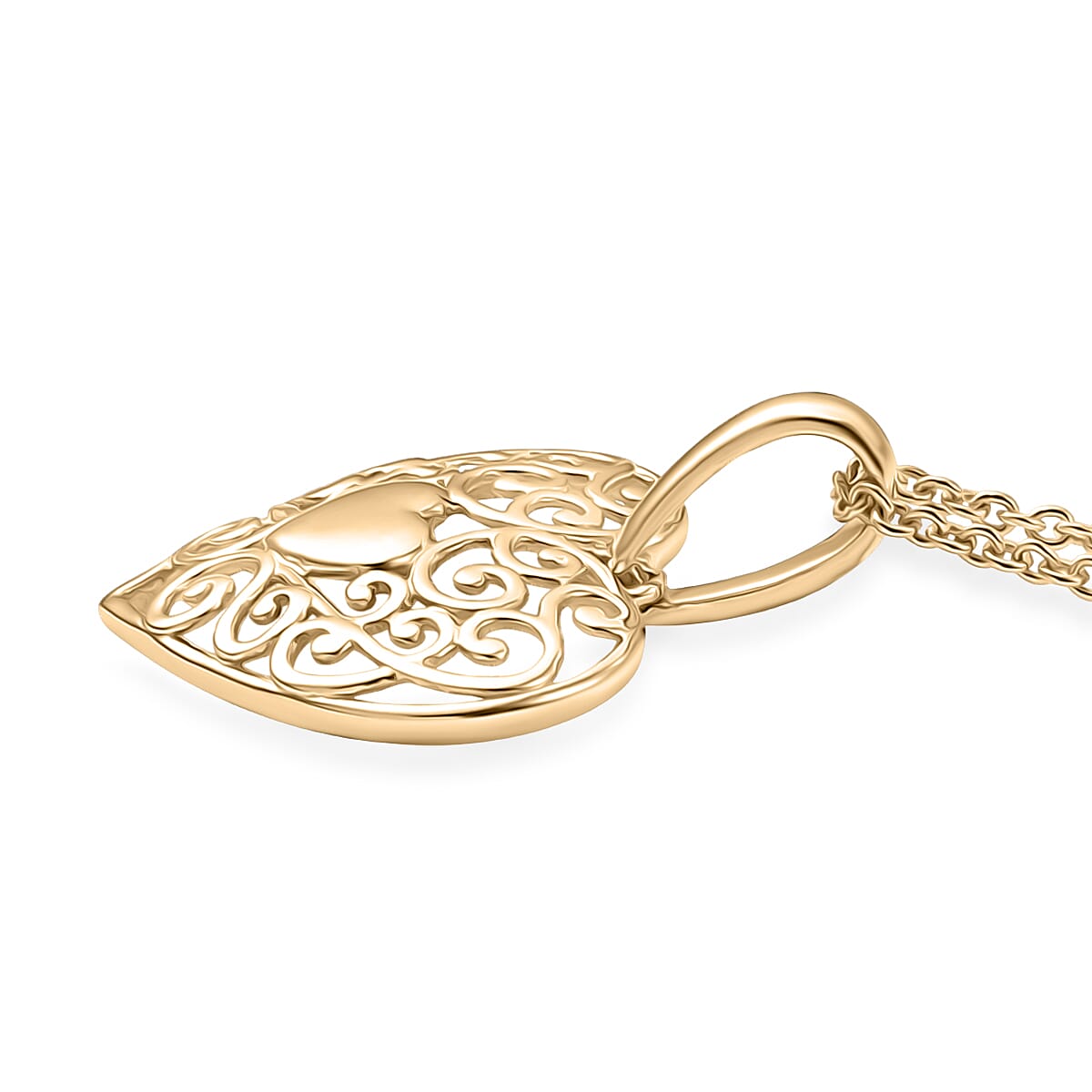 Heart Pendant Necklace in 10K Yellow Gold 2.85 Grams (20 Inches) image number 3