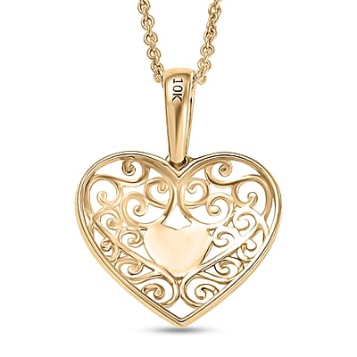 Heart Pendant Necklace in 10K Yellow Gold 2.85 Grams (20 Inches)
