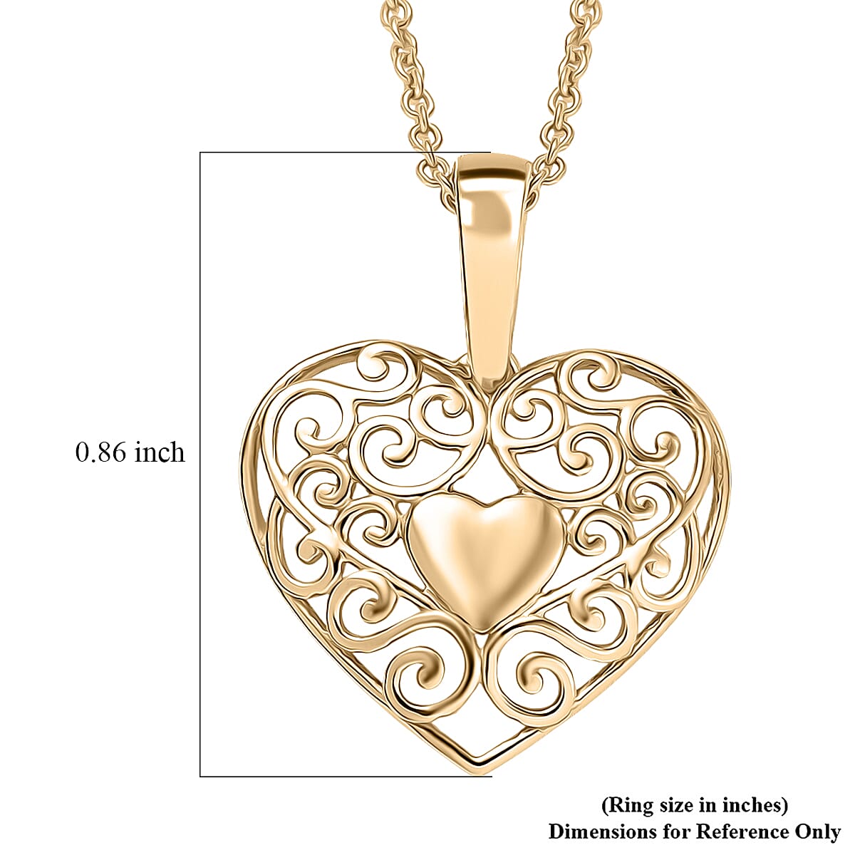 Heart Pendant Necklace in 10K Yellow Gold 2.85 Grams (20 Inches)