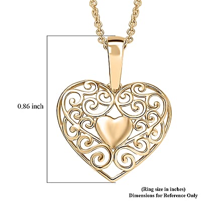 Heart Pendant Necklace in 10K Yellow Gold 2.85 Grams (20 Inches)
