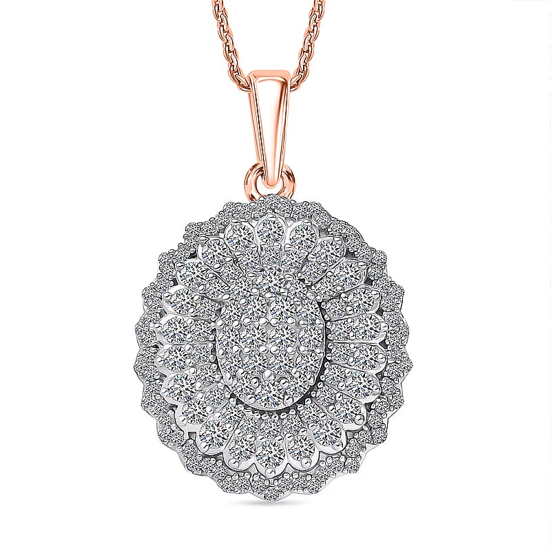 Luxuriant Lab Grown Diamond G-H, SI 1.00 ctw Pendant Necklace in 18K Vermeil Rose Gold Over Sterling Silver 20 Inches