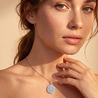 Luxuriant Lab Grown Diamond G-H, SI 1.00 ctw Pendant Necklace in 18K Vermeil Rose Gold Over Sterling Silver 20 Inches