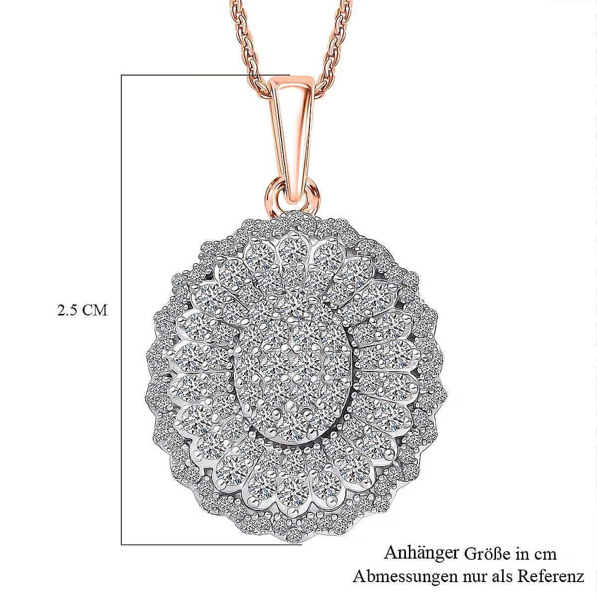 Luxuriant Lab Grown Diamond G-H, SI Pendant Necklace (20 Inches) in 18K Vermeil RG Over Sterling Silver 1.00 ctw image number 6