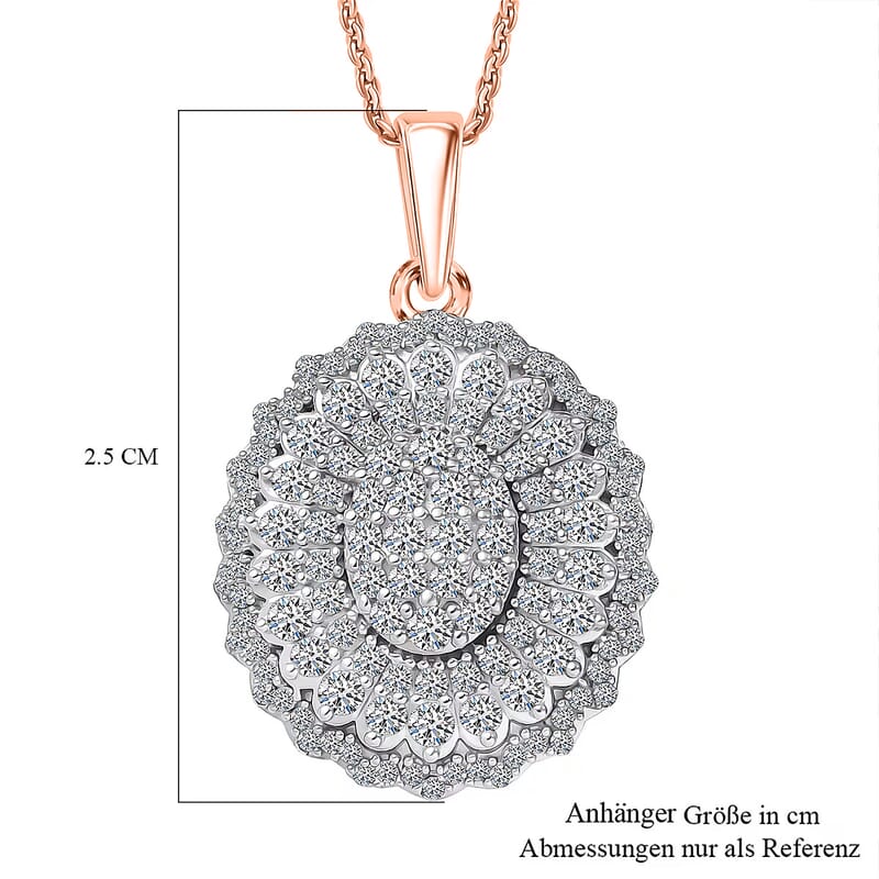 Luxuriant Lab Grown Diamond G-H, SI 1.00 ctw Pendant Necklace in 18K Vermeil Rose Gold Over Sterling Silver 20 Inches