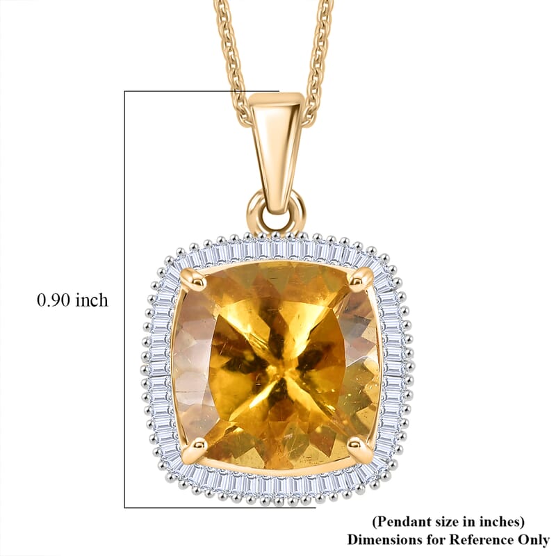 Luxoro Premium Golden Apatite and Diamond G-H SI 6.40 ctw Solar Crown Pendant Necklace in 10K Yellow Gold 20 Inches