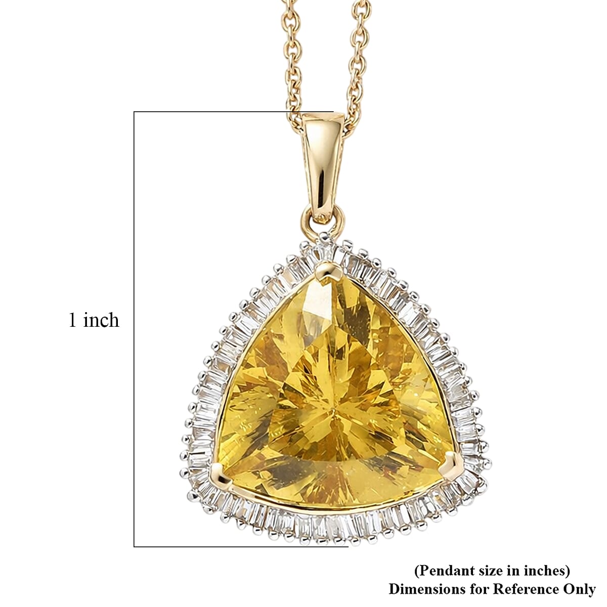 Luxuro Premium Golden Apatite and Diamond I2 7.60 ctw Solar Crown Pendant Necklace in 10K Yellow Gold 20 Inches image number 5