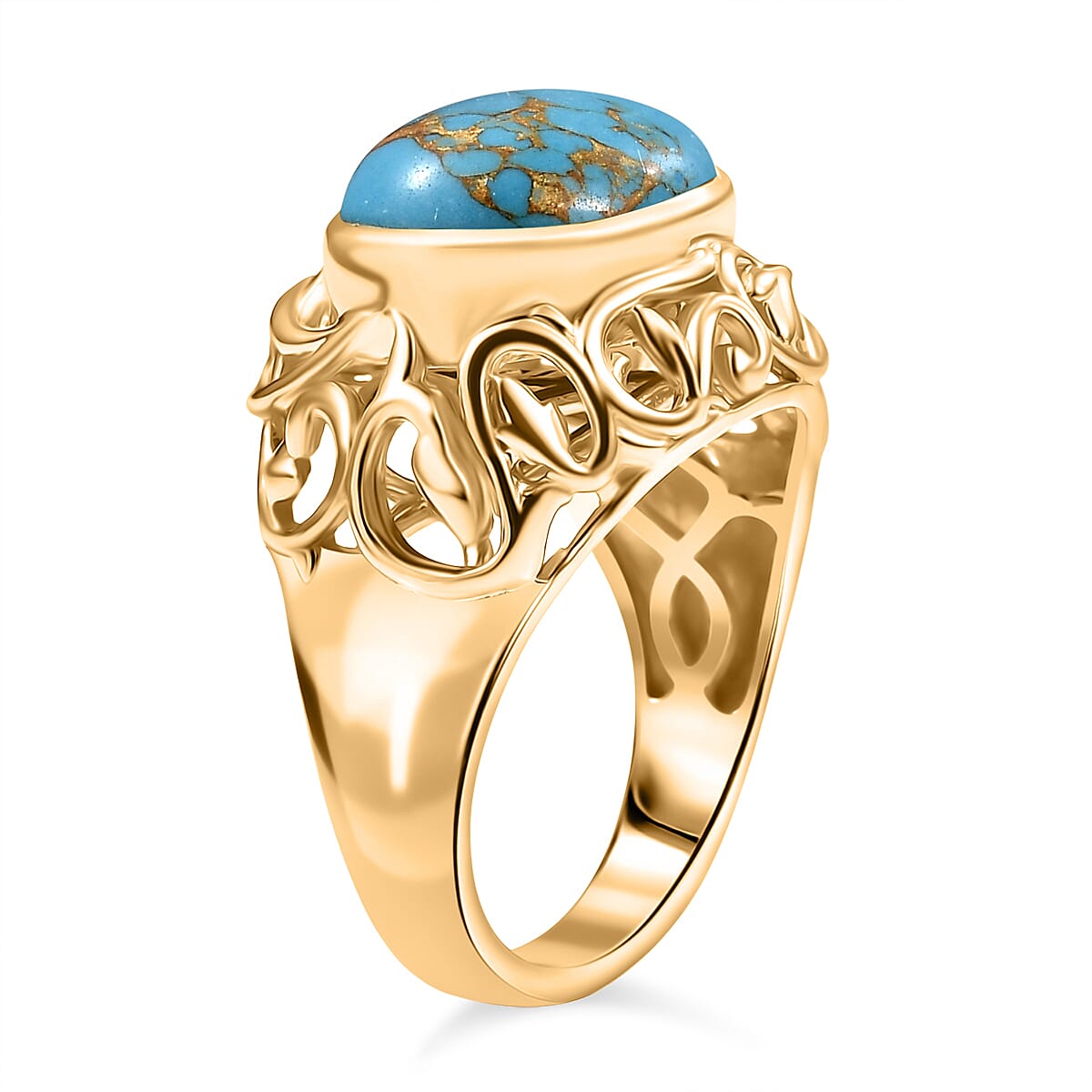EverTrue Mojave Blue Turquoise 14.00 ctw Ring (Size 6.50) and Pendant without Chain in 18K YG Plated