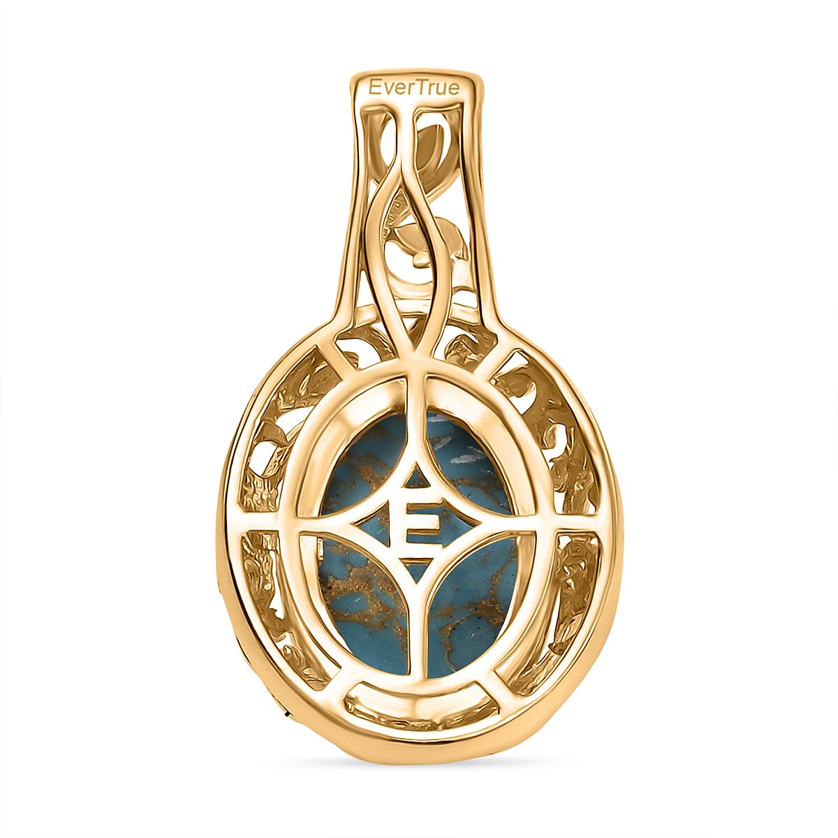 EverTrue Mojave Blue Turquoise 14.00 ctw Ring (Size 6.50) and Pendant without Chain in 18K YG Plated