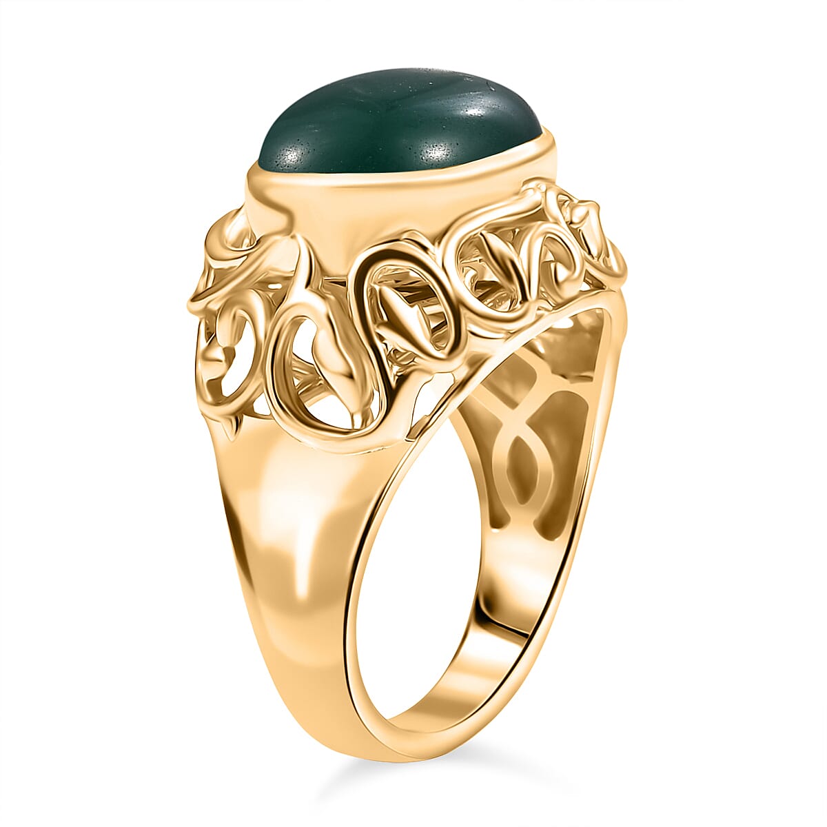EverTrue Green Onyx 14.00 ctw Ring (Size 6.50) and Pendant without Chain in 18K YG Plated