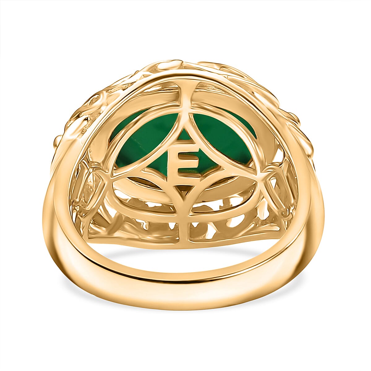 EverTrue Green Onyx 14.00 ctw Ring (Size 6.50) and Pendant without Chain in 18K YG Plated