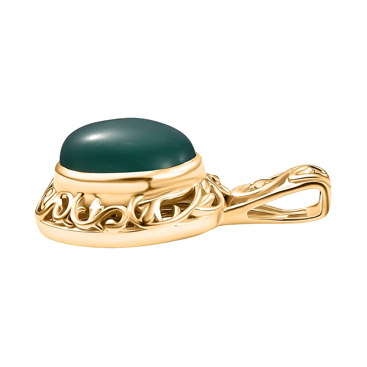 EverTrue Green Onyx 14.00 ctw Ring (Size 6.50) and Pendant without Chain in 18K YG Plated
