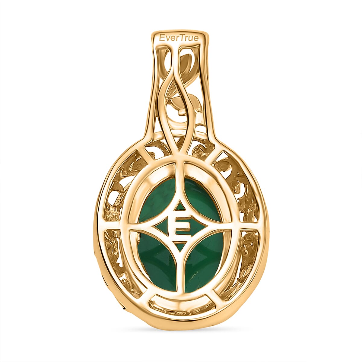 EverTrue Green Onyx 14.00 ctw Ring (Size 6.50) and Pendant without Chain in 18K YG Plated