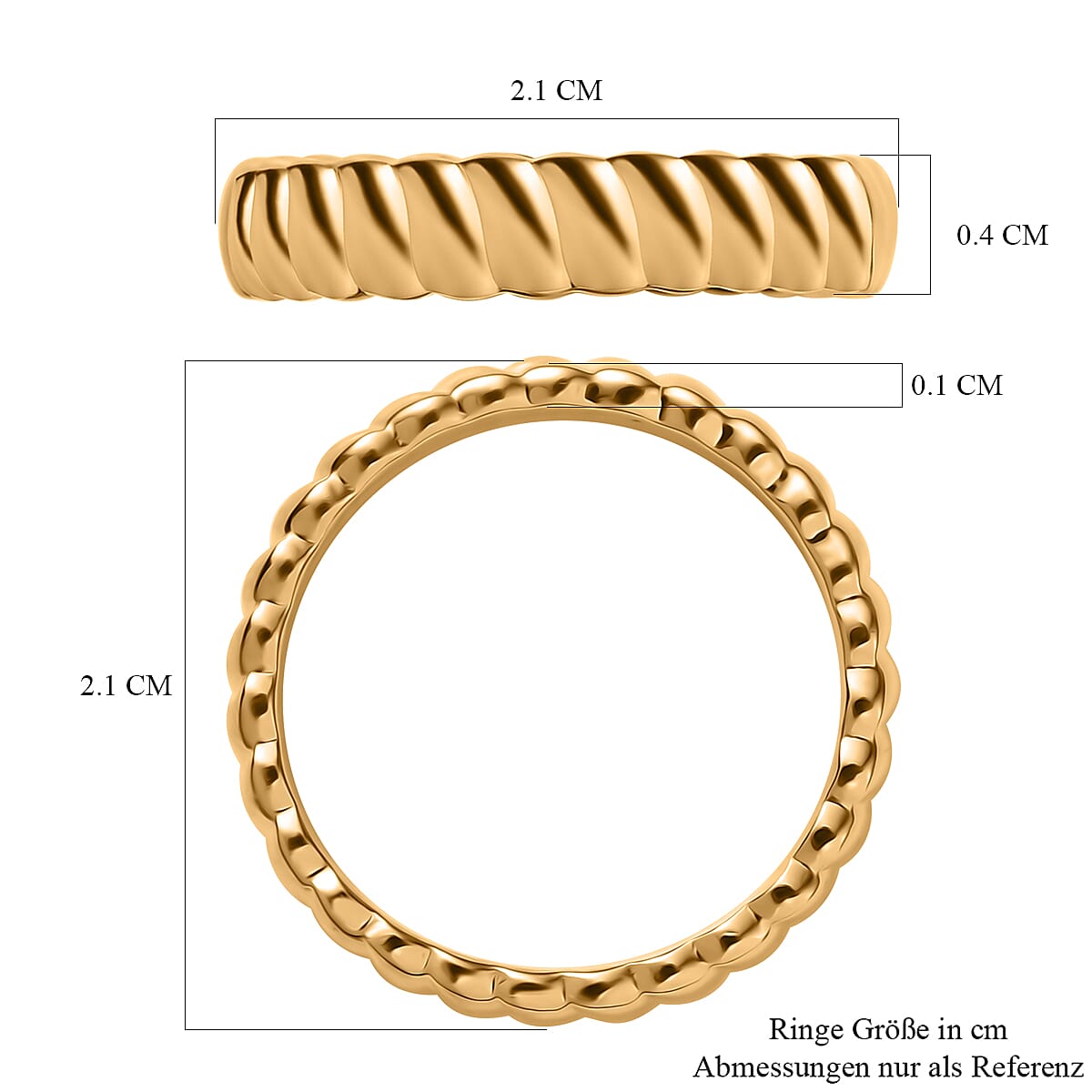 Bronzella Collection Set of 2 Band Ring in 18K YG Plated Bronze (Size 6.50)