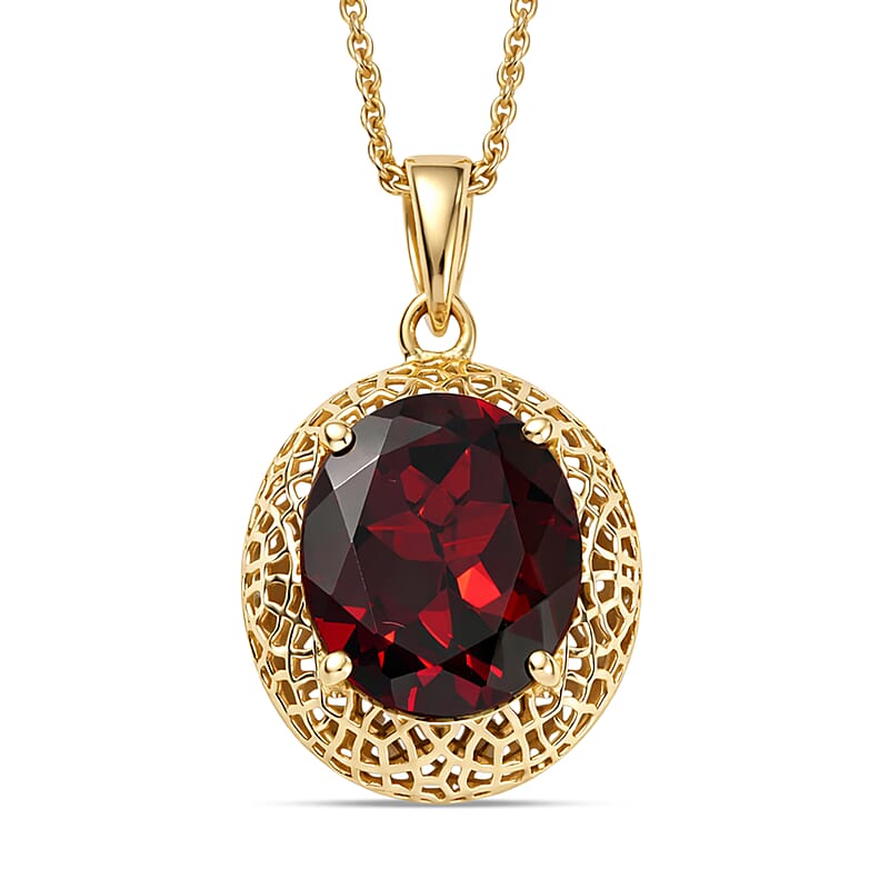 Mirage Collection Premium Mozambique Garnet 5.50 ctw Vintage Glow Pendant Necklace in 10K Yellow Gold 20 Inches
