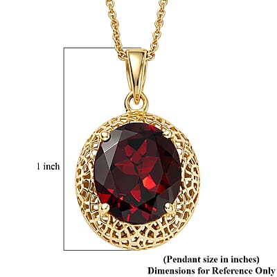 Mirage Collection Premium Mozambique Garnet 5.50 ctw Vintage Glow Pendant Necklace in 10K Yellow Gold 20 Inches