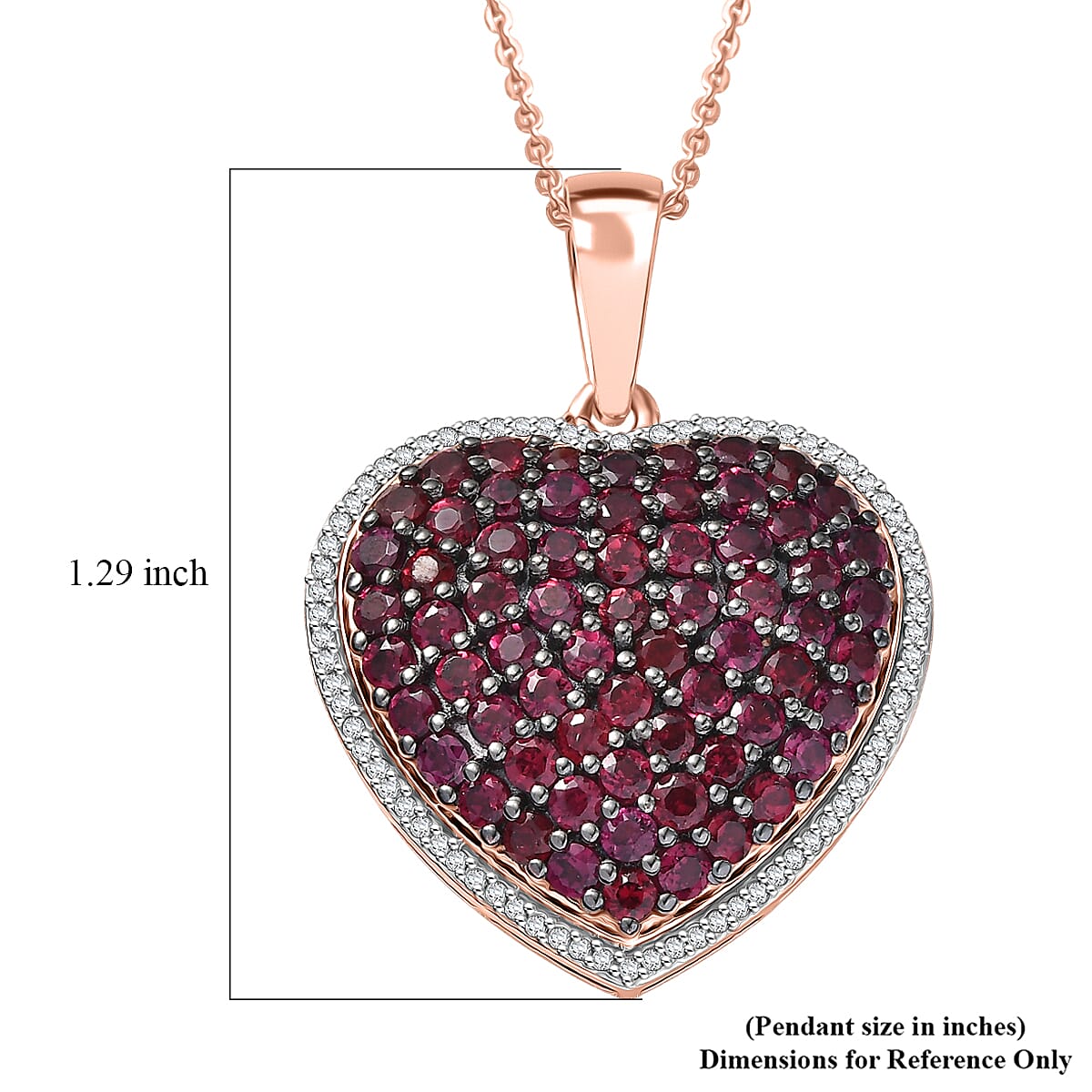 D'Joy Premium Anthill Garnet and Moissanite 3.50 ctw Heart Pendant Necklace 20 Inches in 18K Vermeil Rose Gold Over Sterling Silver (Del. in 5-7 Days)  image number 5