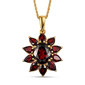 D'Joy Premium Mozambique Garnet 5.00 ctw Pendant Necklace in 18K Vermeil Yellow Gold Over Sterling Silver 20 Inches 