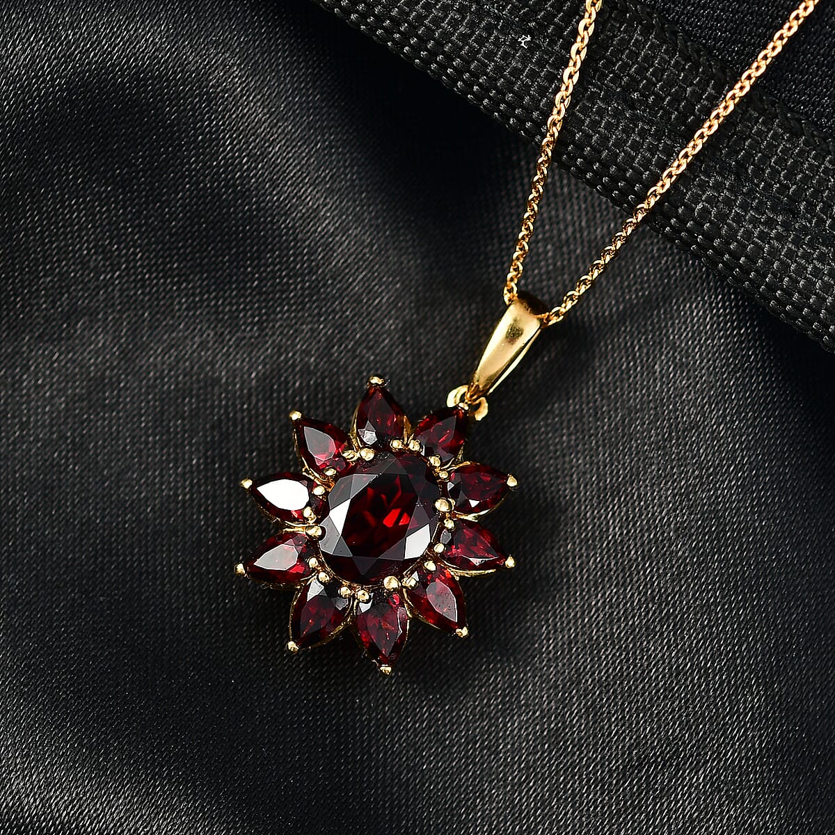 D'Joy Premium Mozambique Garnet 5.00 ctw Pendant Necklace in 18K Vermeil Yellow Gold Over Sterling Silver 20 Inches  image number 1