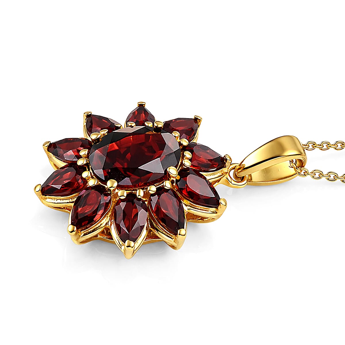 D'Joy Premium Mozambique Garnet 5.00 ctw Pendant Necklace in 18K Vermeil Yellow Gold Over Sterling Silver 20 Inches  image number 3