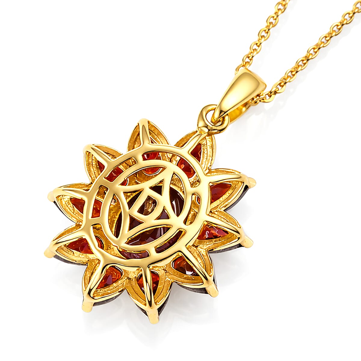 D'Joy Premium Mozambique Garnet 5.00 ctw Pendant Necklace in 18K Vermeil Yellow Gold Over Sterling Silver 20 Inches  image number 4
