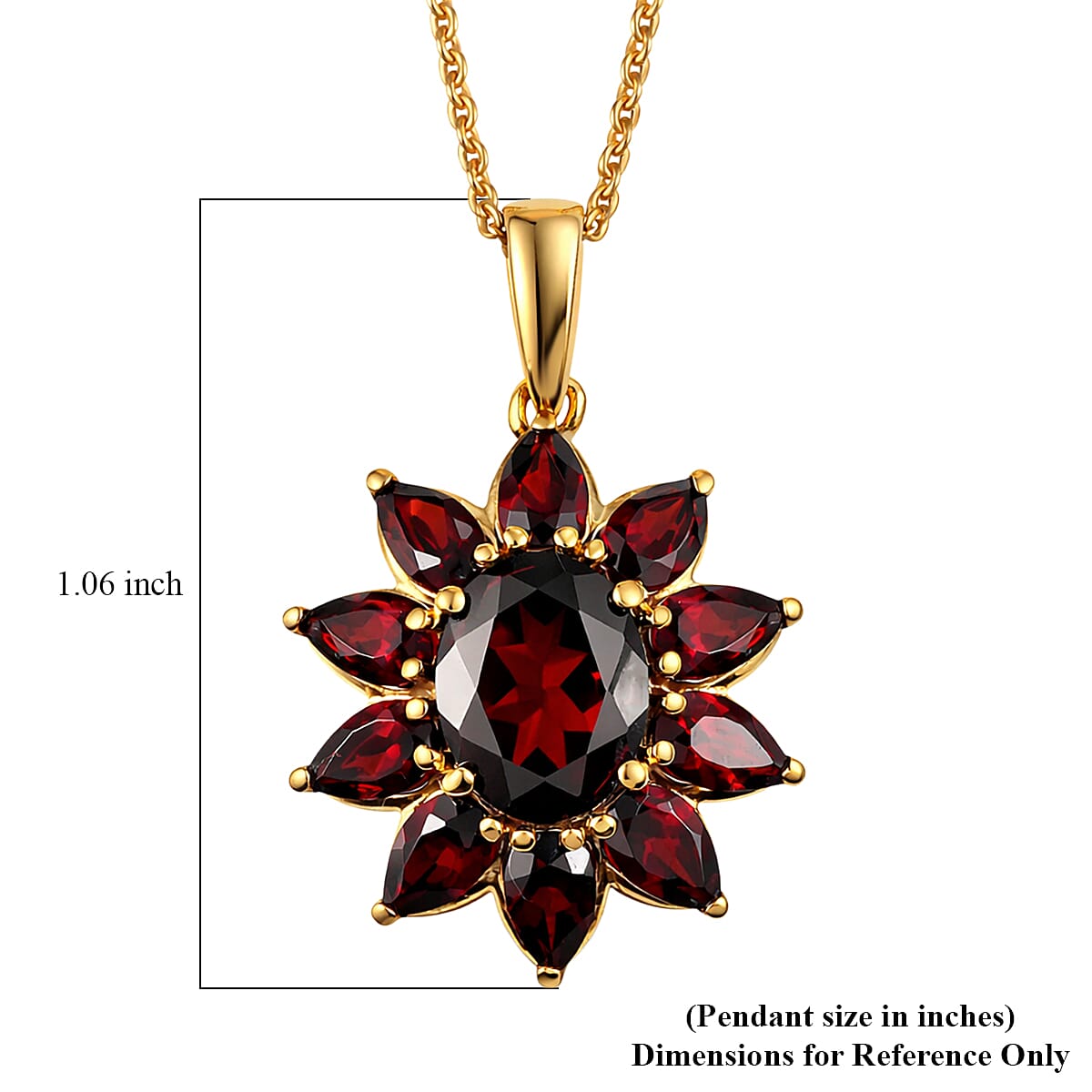 D'Joy Premium Mozambique Garnet 5.00 ctw Blazing Flora Pendant Necklace in 18K Vermeil Yellow Gold Over Sterling Silver 20 Inches