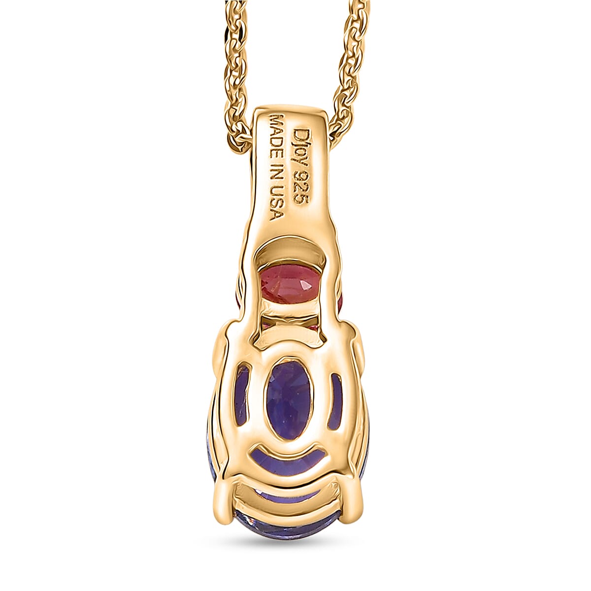 D'Joy Premium Tanzanite, Mahenge Spinel and Diamond 1.60 ctw Trinity Fire Pendant Necklace in 18K Vermeil Yellow Gold Over Sterling Silver 20 Inches  image number 4